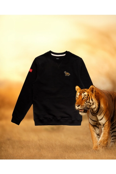 Bluza męska Basic z tygrysem azjatyckim - czarna